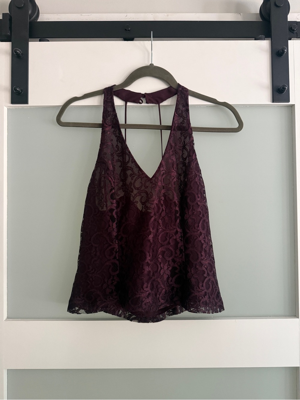 Vintage Y2K Ursula of Switzerland Burgundy Lace Halter Top